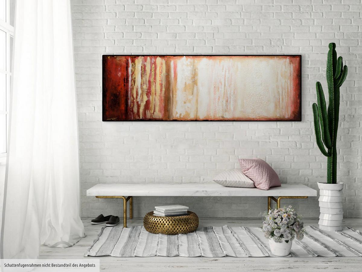 ACRYLBILD HANDGEMALT 150/50 cm - Rot/Braun, Holz/Textil (150/50cm) - KUNSTLOFT