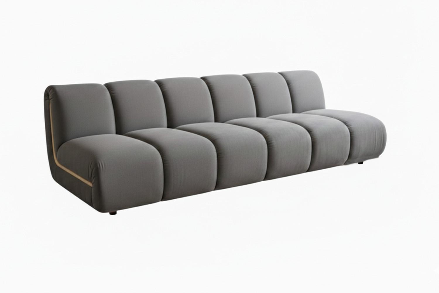 MODULSOFA LAYLA Taupe Velvet - Taupe/Schwarz, Buchenholz/Textil (274/74/99cm) - KAWOLA