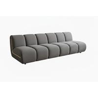 MODULSOFA LAYLA Taupe Velvet - Taupe/Schwarz, Buchenholz/Textil (274/74/99cm) - KAWOLA