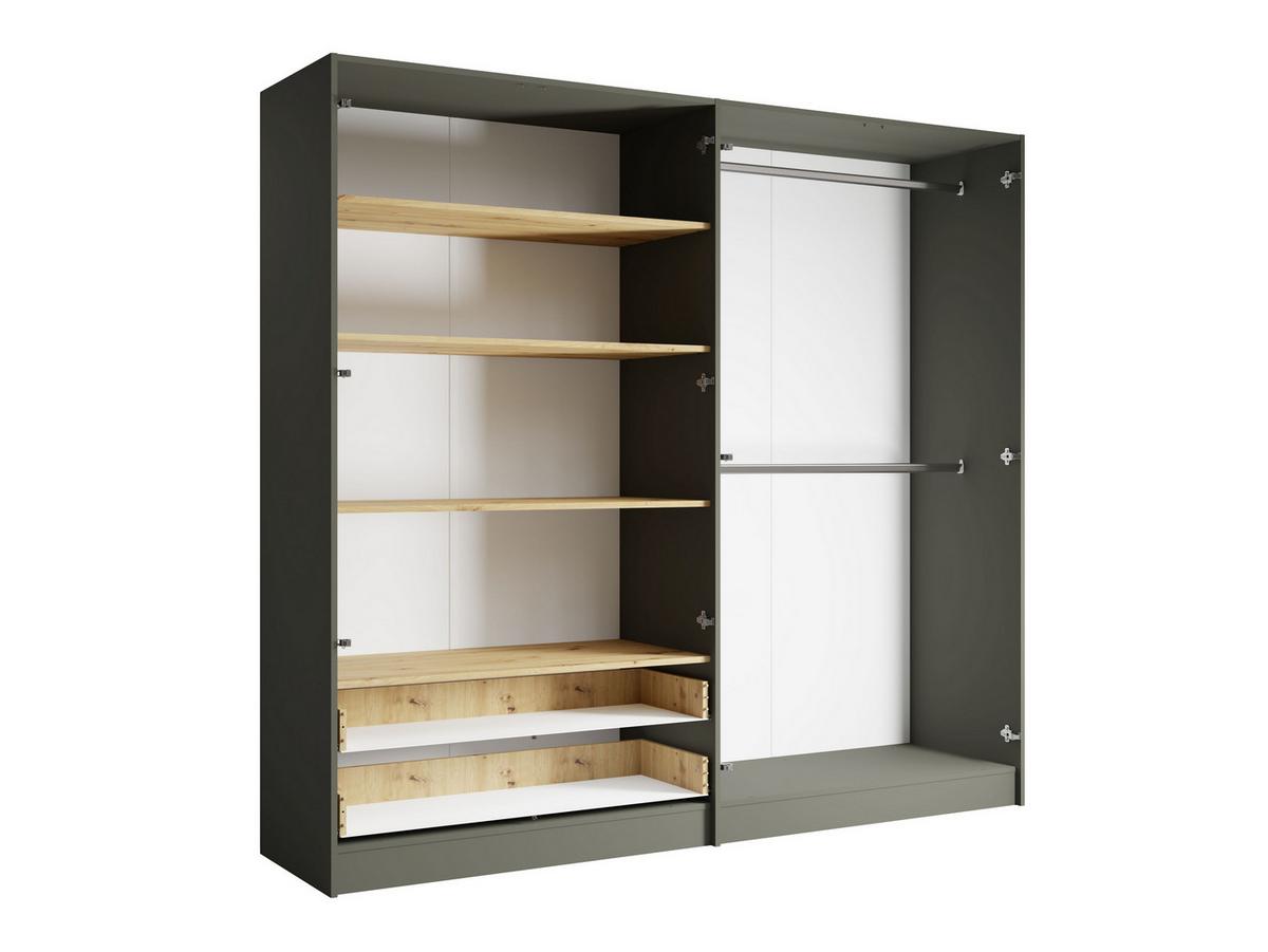 DREHTÜRENSCHRANK MERIDIAN 220,2/202,5/55,2cm 4-türig mit Spiegel Grau - Eichefarben/Grau, Holzwerkstoff (220.2/202.5/55.2cm) - MASSENO