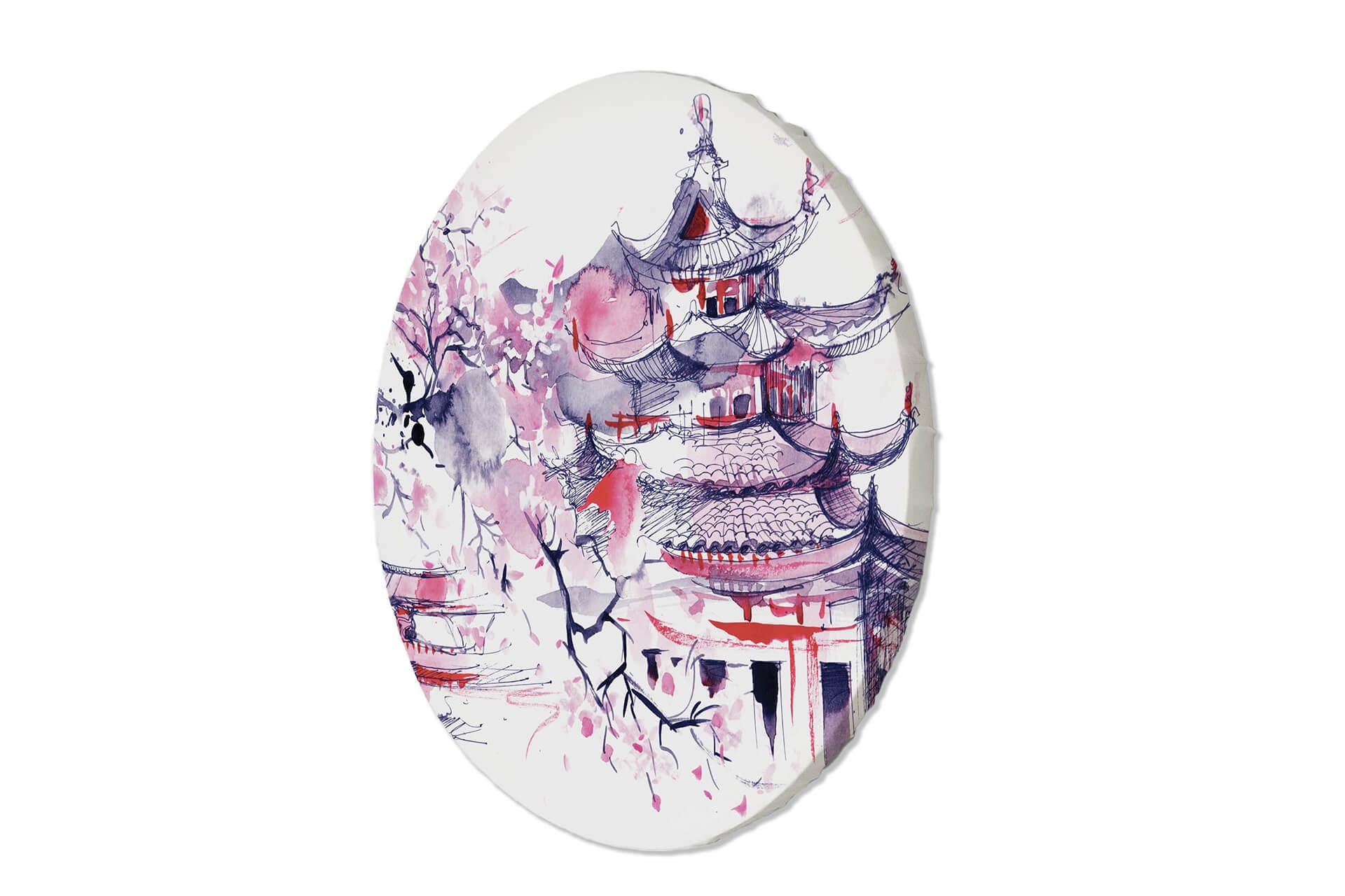 RUNDES BILD Rosa 40/40 cm - Pink/Weiß, Textil (40/40cm) - KUNSTLOFT