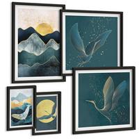 BILDER SET 5er Set - 50x50 cm & 20x30 cm & 40x60 cm Schwarzer Rahmen - Familie, Liebe, Wärme, Zuhause - Schwarz, Kunststoff (40/60cm) - TULUP