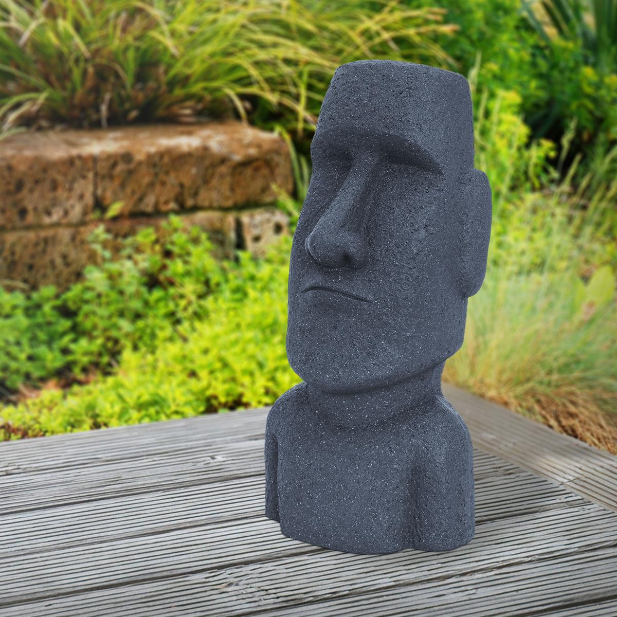 MOAI RAPA NUI STATUE 53,5 cm hoch Grau aus Polyresin - Grau, Kunststoff (19/53.5/26.5cm) - ECD-Germany