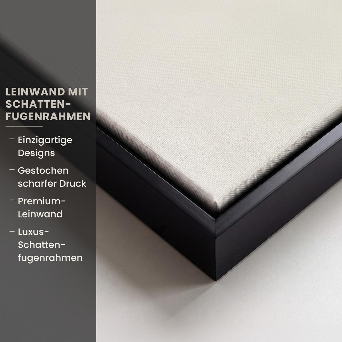 LEINWAND Bilder mit Rahmen - Japandi - Grün - Abstrakt - Modern - 100x70 - Salbeigrün, Textil (100/70cm) - MuchoWow