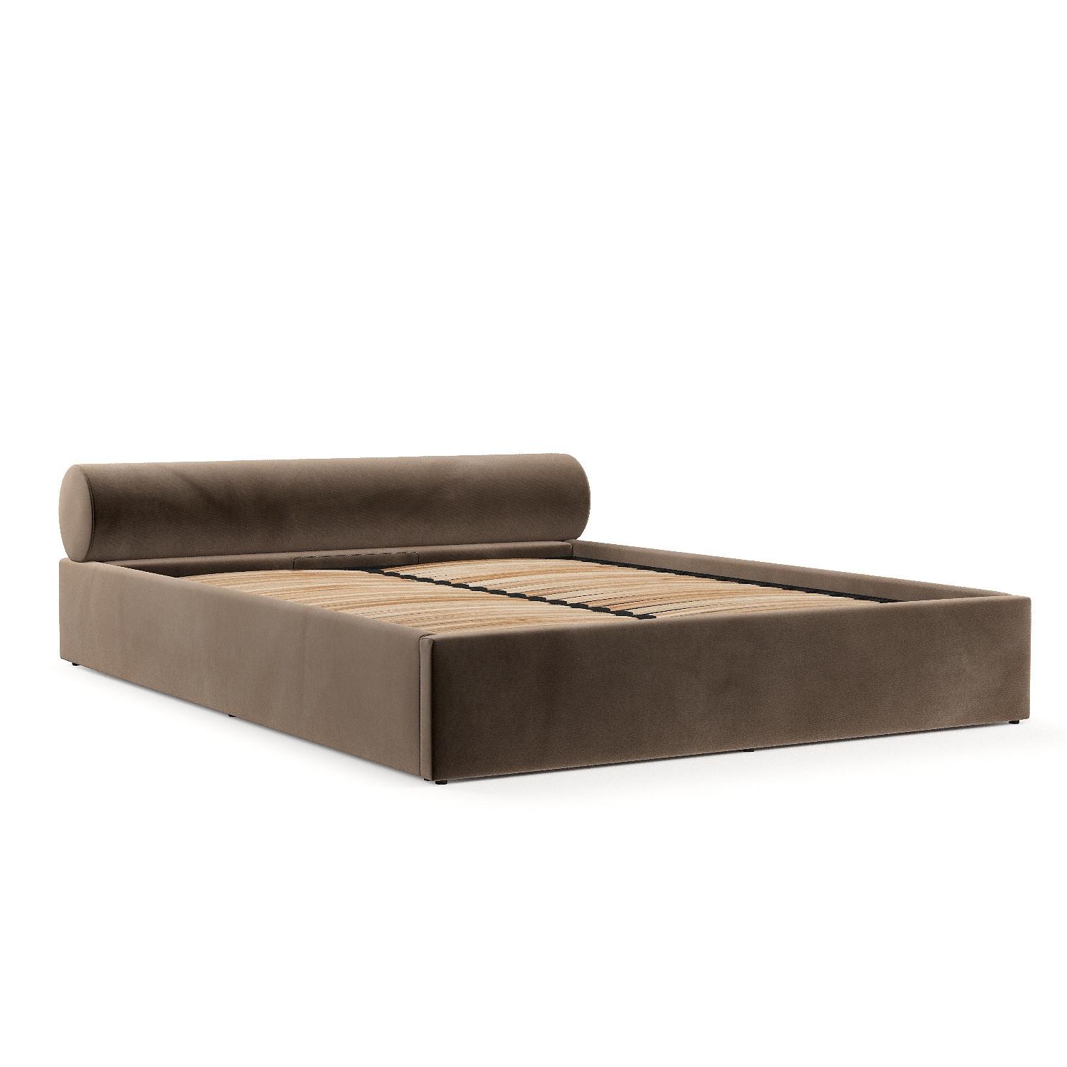 POLSTERBETT Solvo mit Stauraum 180/200 cm Braun im Paros Stoff - Schwarz/Naturfarben, Holz/Holzwerkstoff (180/200cm) - AltaBeds