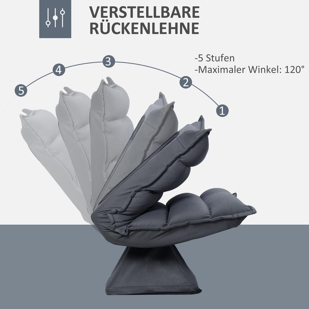 SESSEL mit 360° drehbarem Sockel Meditationsstuhl Dunkelgrau - Dunkelgrau, Metall (70/95/62cm) - HOMCOM