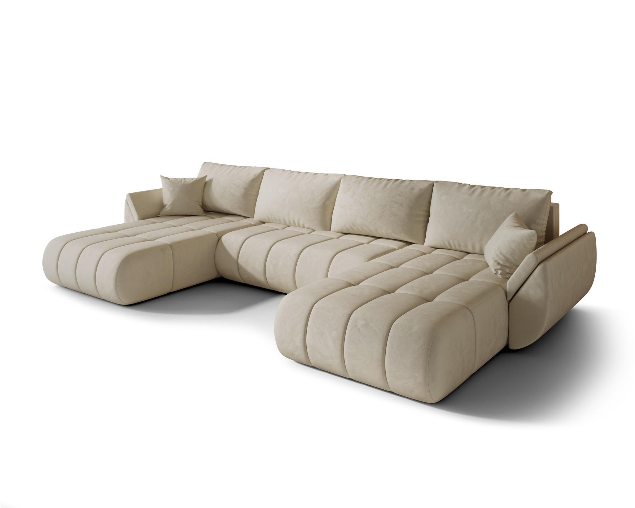WOHNLANDSCHAFT Misato In Monolith - Creme, Holzwerkstoff/Textil (384/85/175cm) - Fun Möbel