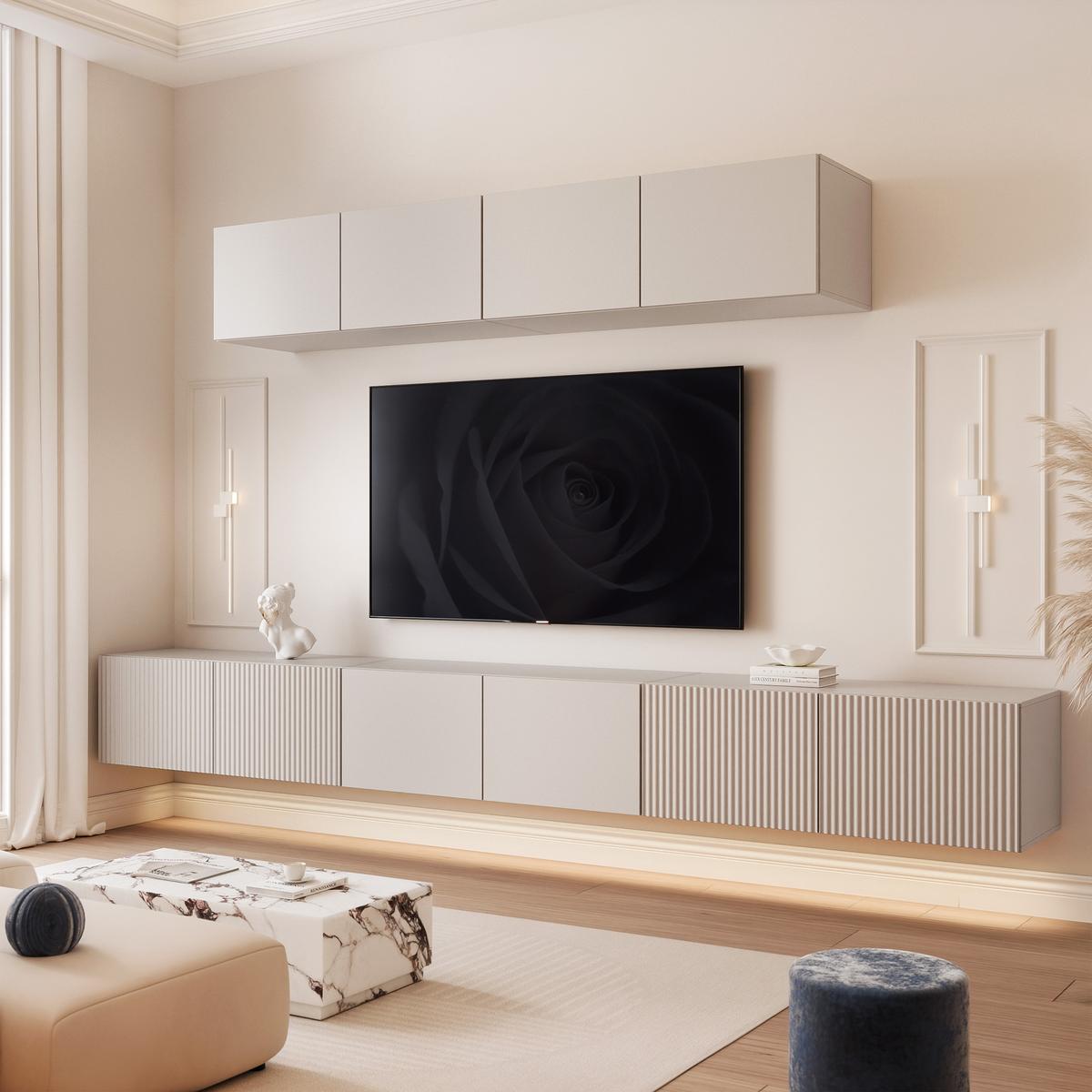 TV-LOWBOARD ANGEL VII mit LED-Beleuchtung, 300 cm Kaschmir - Kaschmir, Holzwerkstoff (300/72/40cm) - Idohome