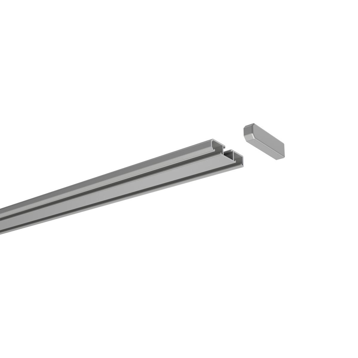GARDINENSCHIENE Slimline 100 cm, 1-/2-läufig Silbergrau - Silberfarben/Alufarben, Metall (4/1.1/100cm) - INTERDECO
