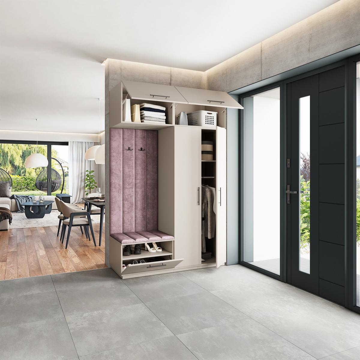 GARDEROBENSCHRANK REMA 150/240/60 cm Modern Garderobe-Set Kaschmir - Kaschmir/Lila, Holzwerkstoff (150/240/60cm) - MASSENO