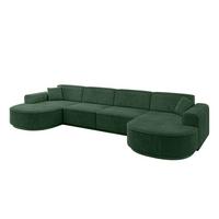 WOHNLANDSCHAFT MARI-U2-v3 - 388x171x83 cm Grün Cord - Schwarz/Grün, Holzwerkstoff/Kunststoff (388/83/171cm) - ALTDECOR