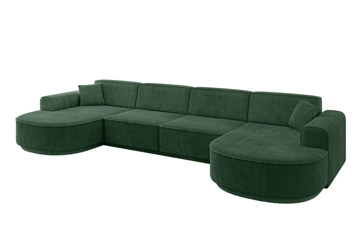 WOHNLANDSCHAFT MARI-U2 - 388x171x79 cm Grün Cord - Schwarz/Grün, Holzwerkstoff/Kunststoff (388/79/171cm) - ALTDECOR