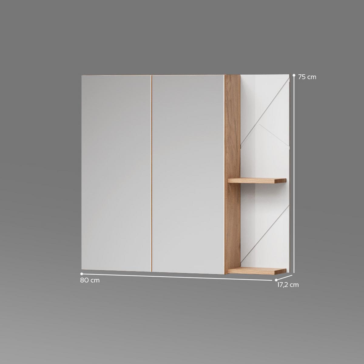 SPIEGELSCHRANK Ronco Weiß Hochglanz 80 x 75 cm - Weiß Hochglanz, Holzwerkstoff (80/75/17.2cm) - Livinity®