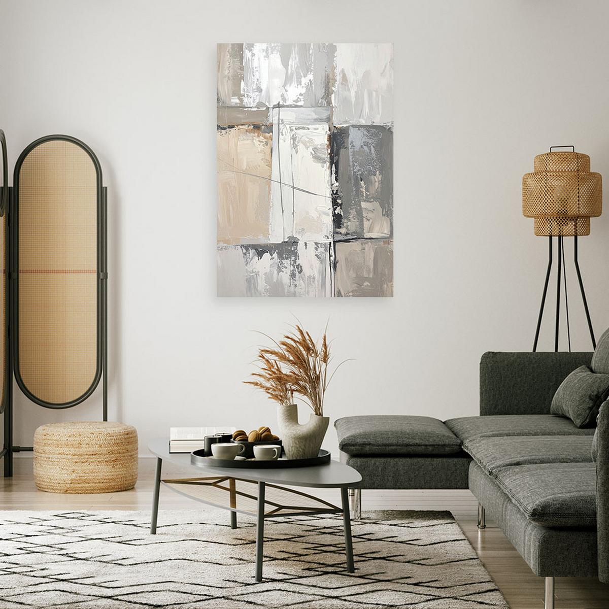 LEINWANDBILDER, Abstrakt in Beige und Weißtönen - Grau, Textil (30/45cm) - Feeby