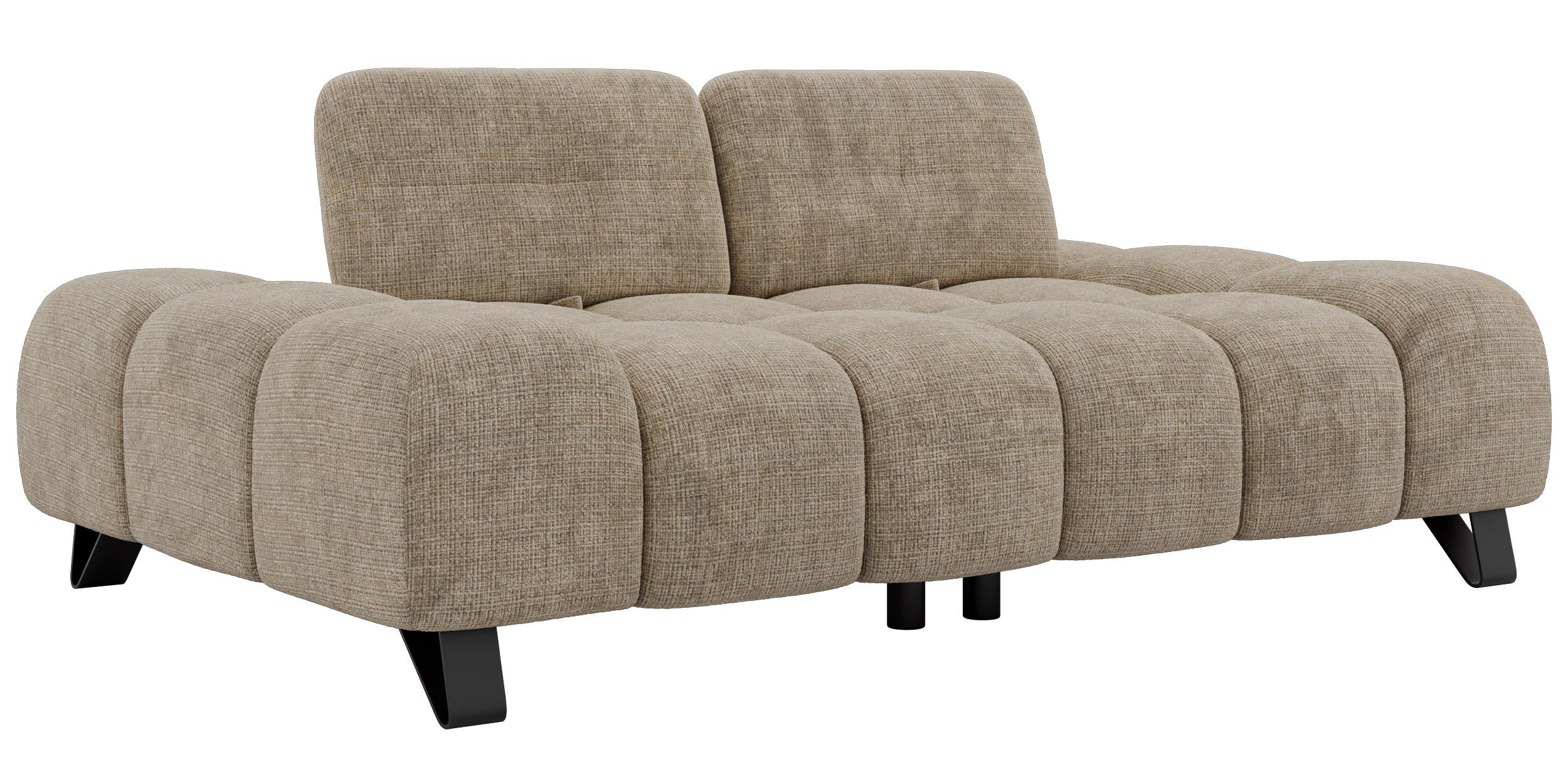 3-SITZER-SOFA NERANO - Beige Schenille - Beige/Schwarz, Textil/Metall (220/88/146cm) - MKS
