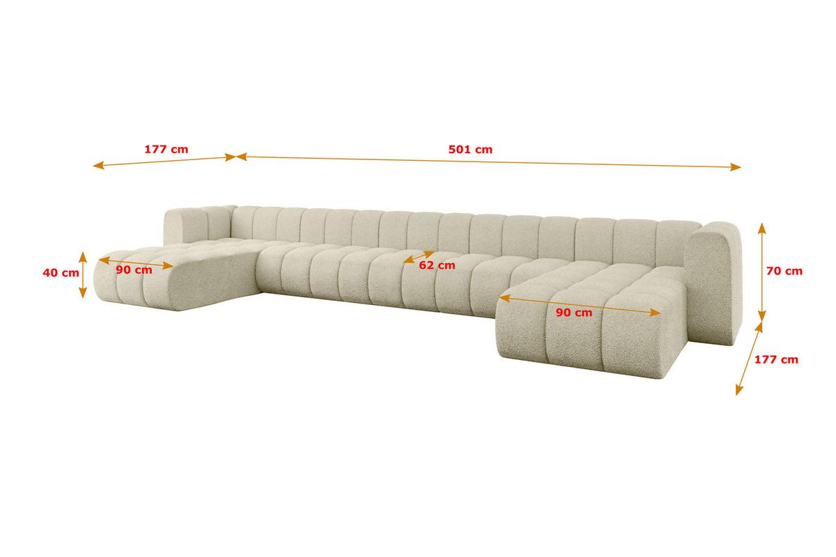 WOHNLANDSCHAFT modulares Sofa Joren-U3 - 501x177x70 cm Beige - Beige, Holzwerkstoff/Textil (501/70/177cm) - ALTDECOR