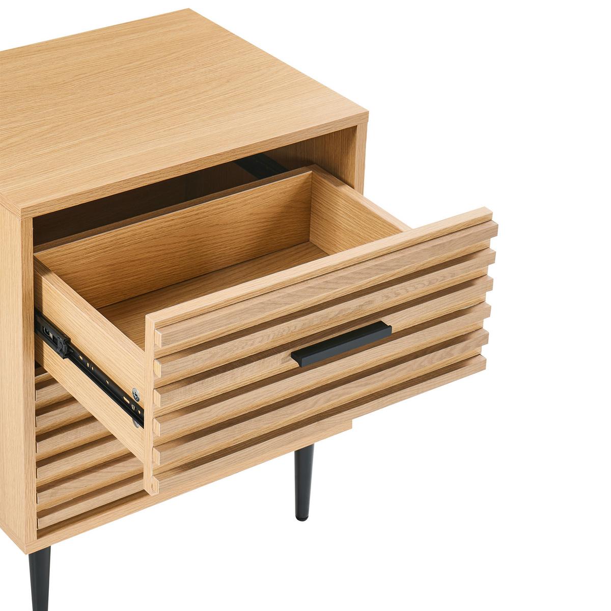 NACHTTISCH mit 2 Schubladen Hellbraun Keith - Hellbraun, Holzwerkstoff (40/48/60cm) - Beliani