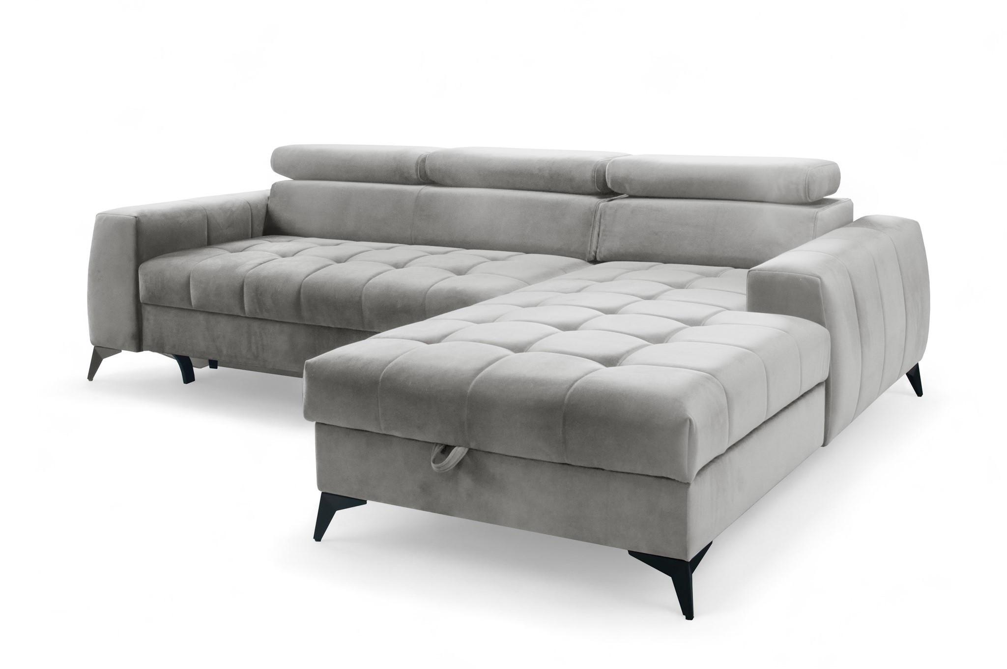 ECKSOFA Agnesa Xs In Salvador - Hellgrau, Holzwerkstoff/Textil (260/200cm) - Fun Möbel