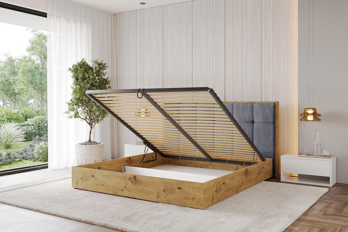 POLSTERBETT mit Bettkasten und Lattenrost, Bett mit Matratze H3/H4 - ENZO7 140x200 - Dunkelgrau, Holzwerkstoff/Textil (140/200cm) - ALTDECOR