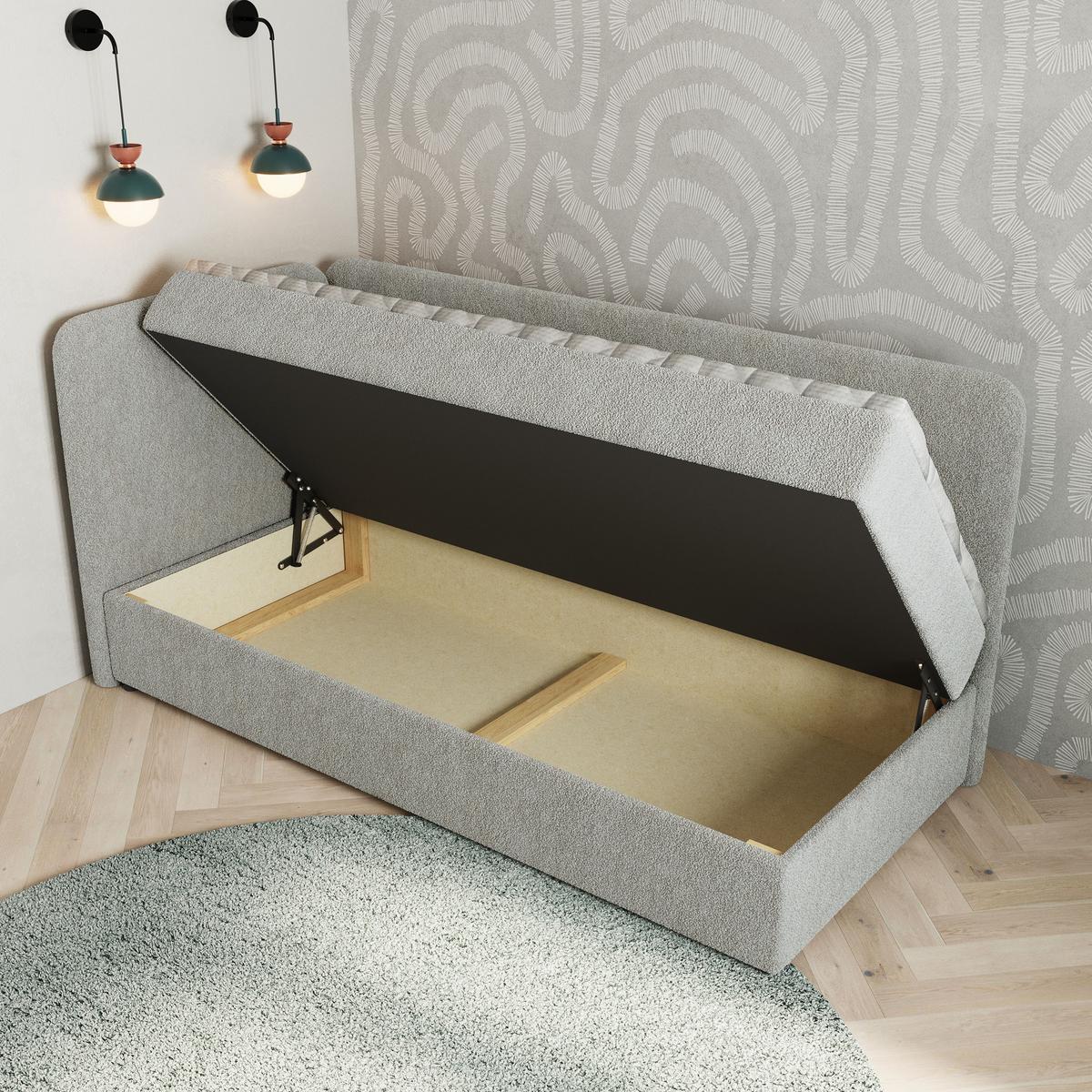 BOXBETT GINA 80x200 cm mit Matratze und Topper, H2+H3 - Hellgrau - Hellgrau, Holz (80/200cm) - MASSENO