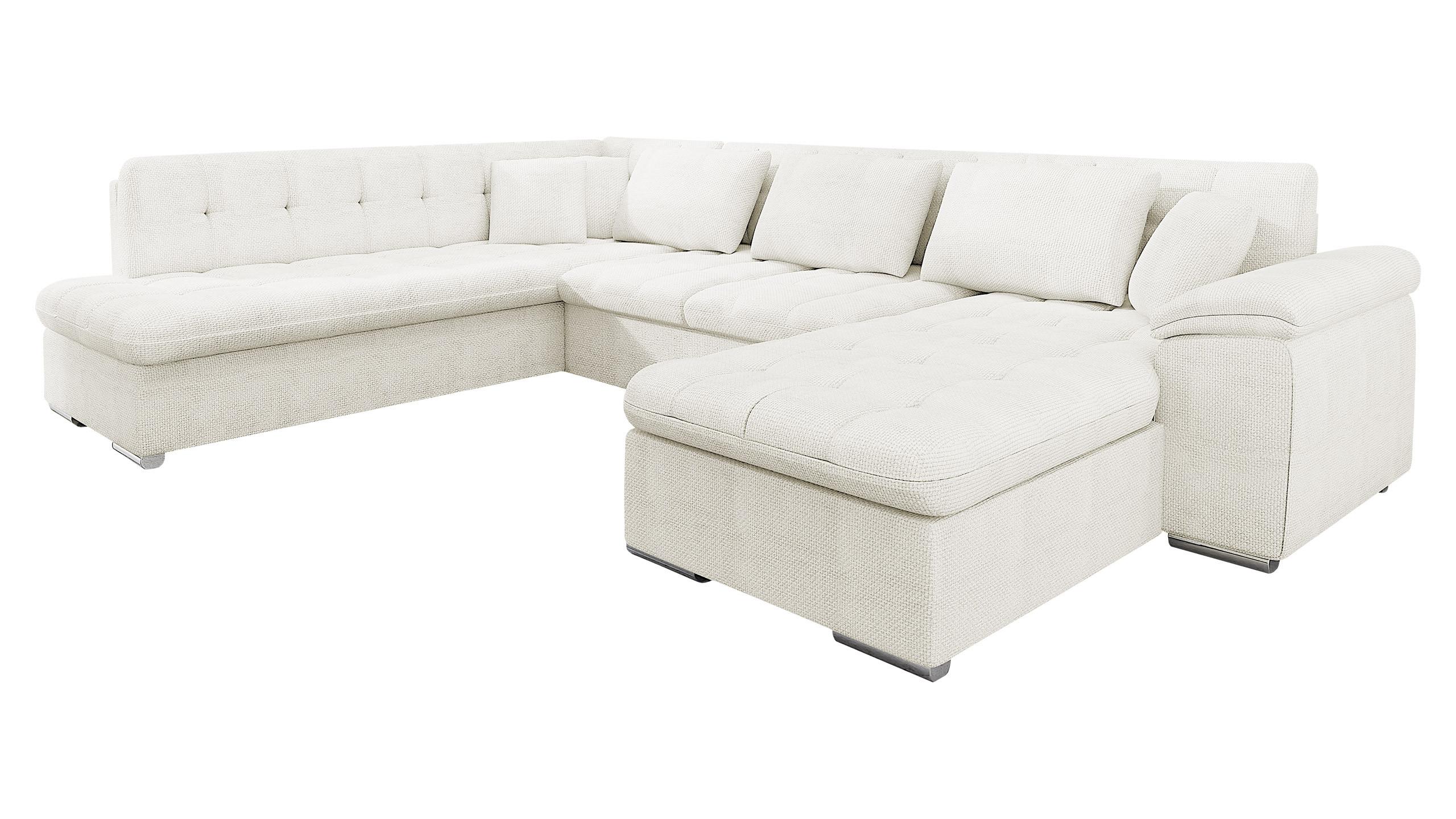 WOHNLANDSCHAFT Niko Bis, Seite: Rechts - Ecru, Holz/Textil (348/76/205cm) - MIRJAN24