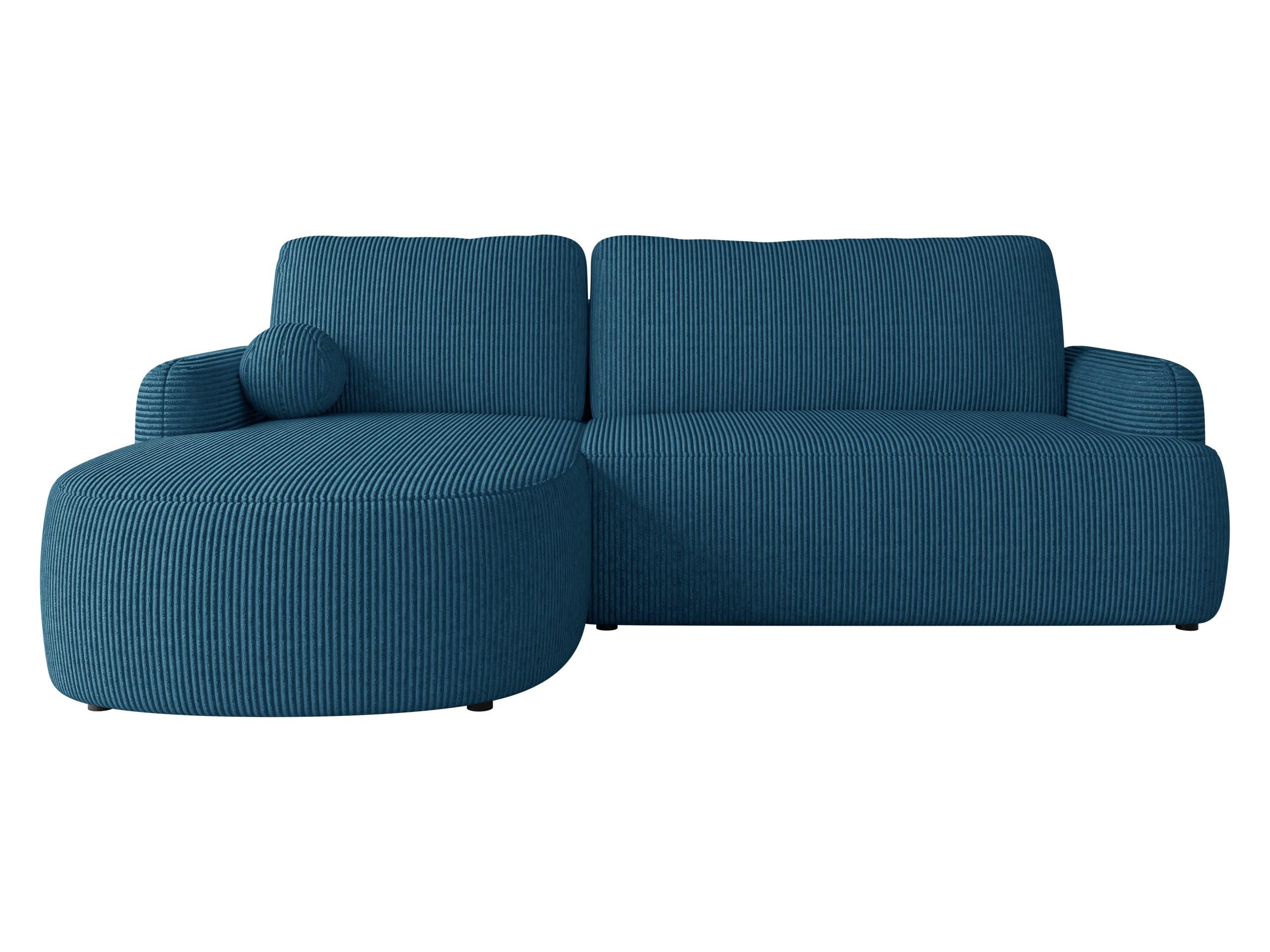 ECKSOFA Loridu Cord, Seite: Links - Blau/Schwarz, Holz/Kunststoff (250/174cm) - MIRJAN24