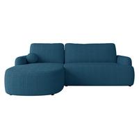 ECKSOFA Loridu Cord, Seite: Links - Blau/Schwarz, Holz/Kunststoff (250/174cm) - MIRJAN24