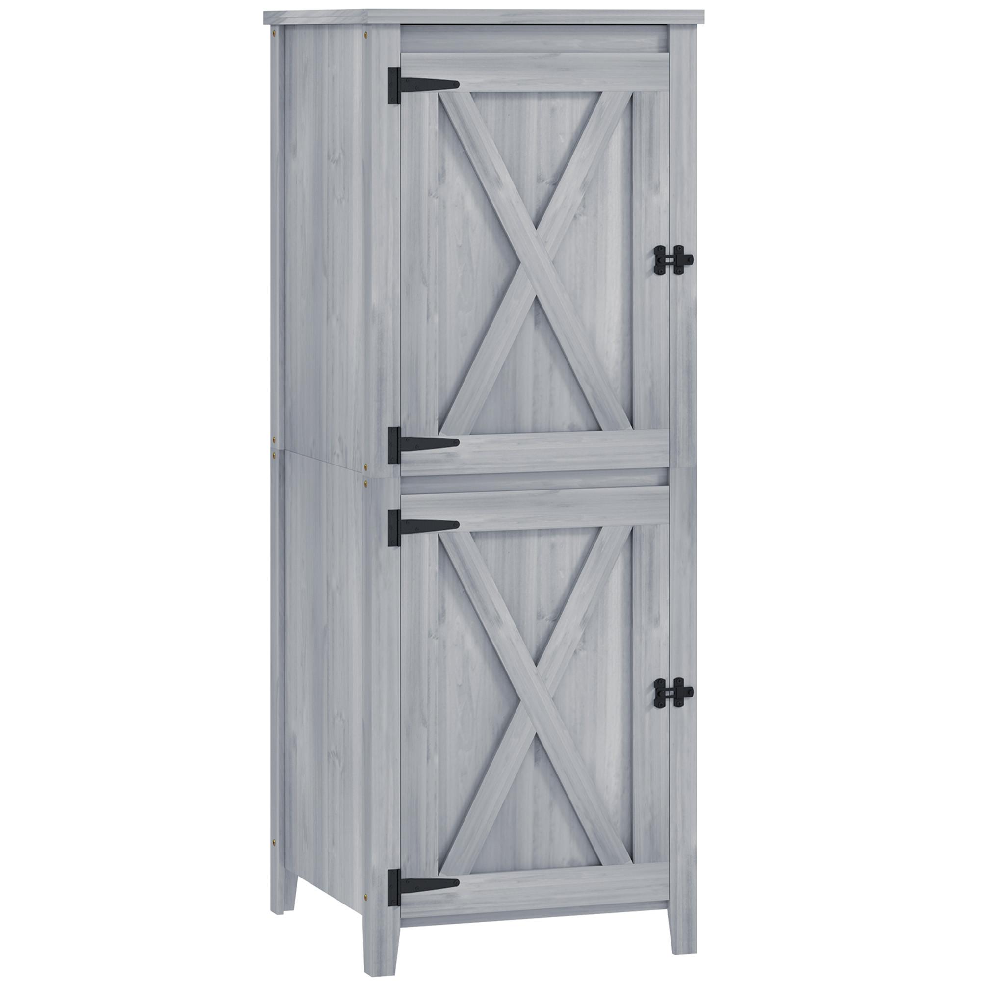 GARTENSCHRANK Holz 60x60x160cm - Hellgrau, Holz (60/160/60cm) - Outsunny