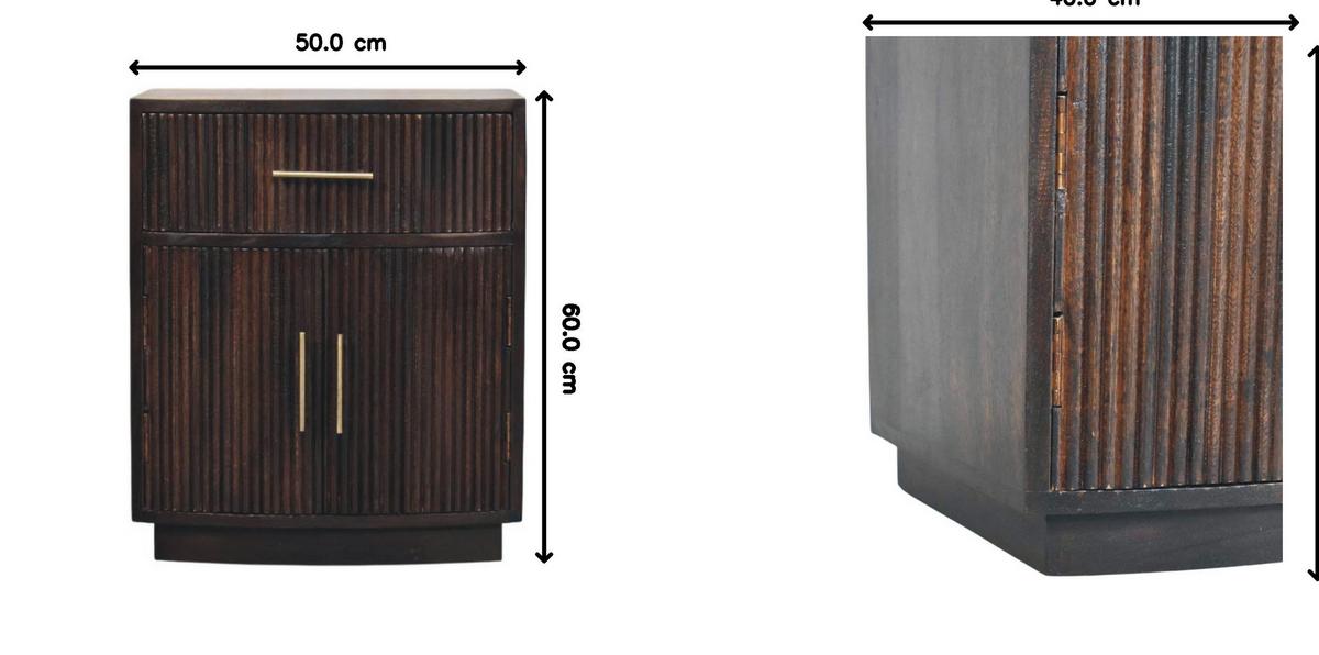 NACHTTISCH mit Samt-Mokka-Finish, 1 Schublade, 2 offene Ablagen, dunkelbraun - Dunkelbraun, Holz (50/60/40cm) - Artisan Furniture