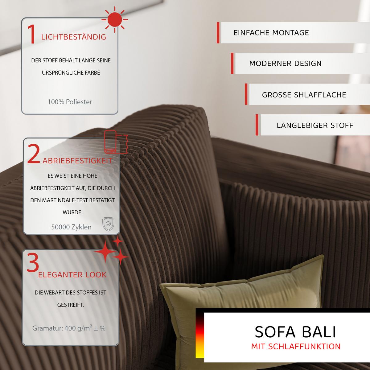 SOFA mit Schlaffunktion und Bettkasten, Braun - Braun, Holzwerkstoff/Textil (240/84/105cm) - Idohome