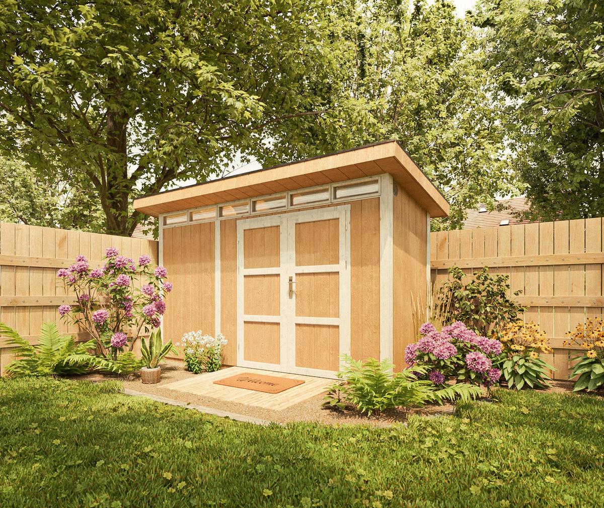 HOLZ-GARTENHAUS basis LP SmartSide 4,3m² mit B161xL411xH239 cm - M902A - TERRA BROWN - Hellbraun, Holz (412/239/161cm) - Timbela
