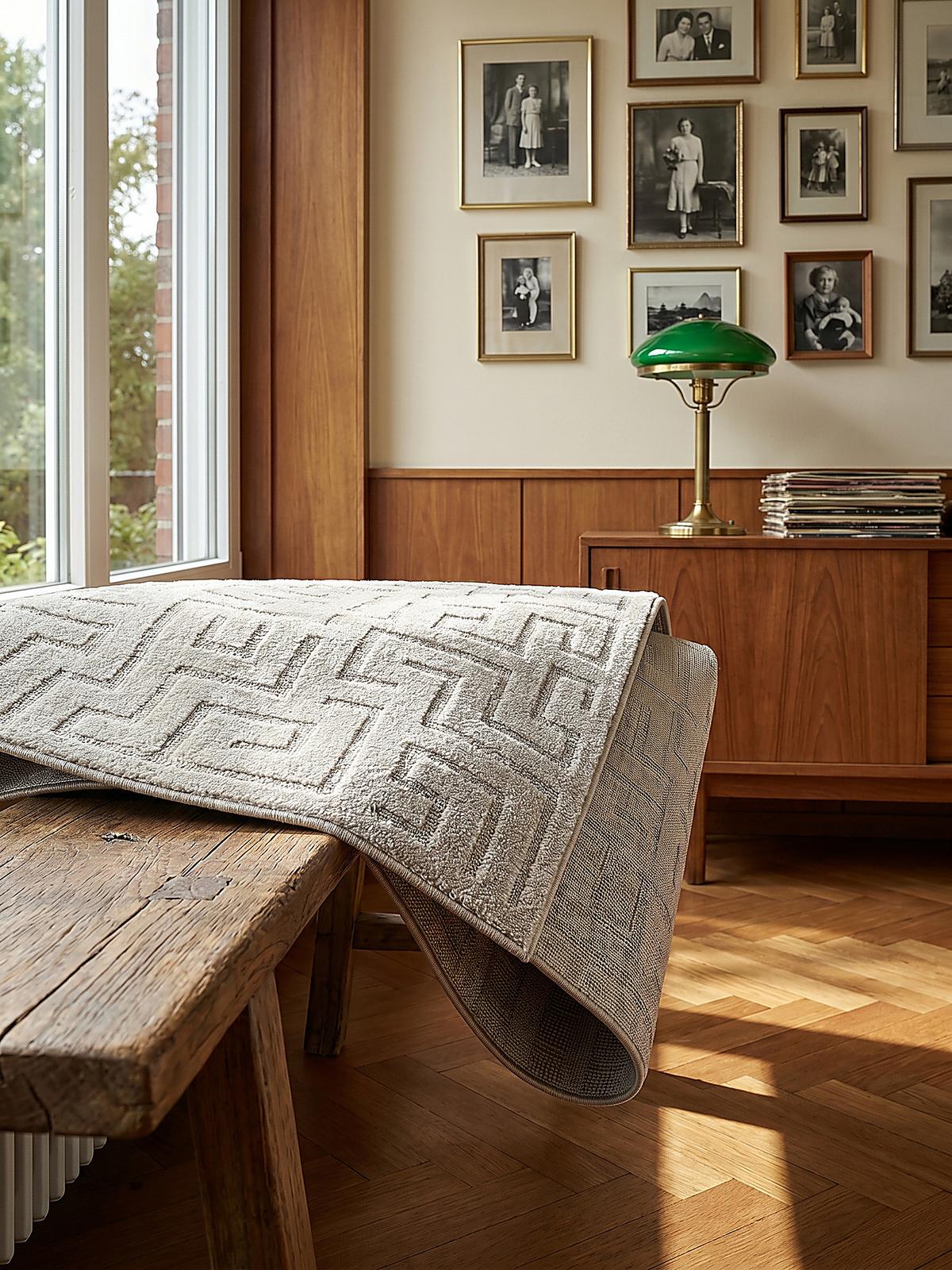 KURZFLORTEPPICH Geometrisch MUOTA Polypropylen Beige 120 x 160 cm - Beige, Textil (120/160cm) - KADIMA DESIGN