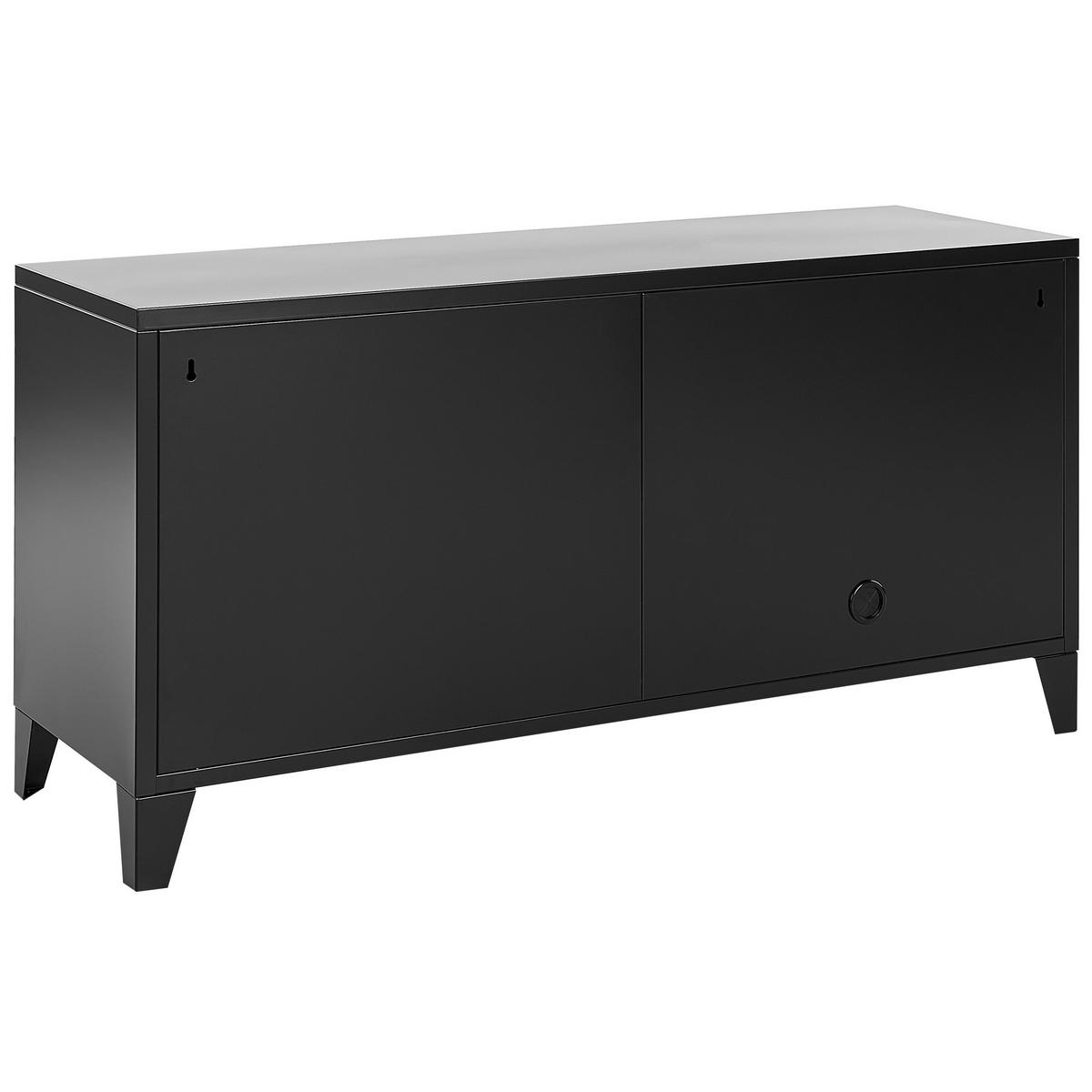 LOWBOARD Metall schwarz 3 Türen Cardiff - Schwarz, Metall (120/60/40cm) - Beliani