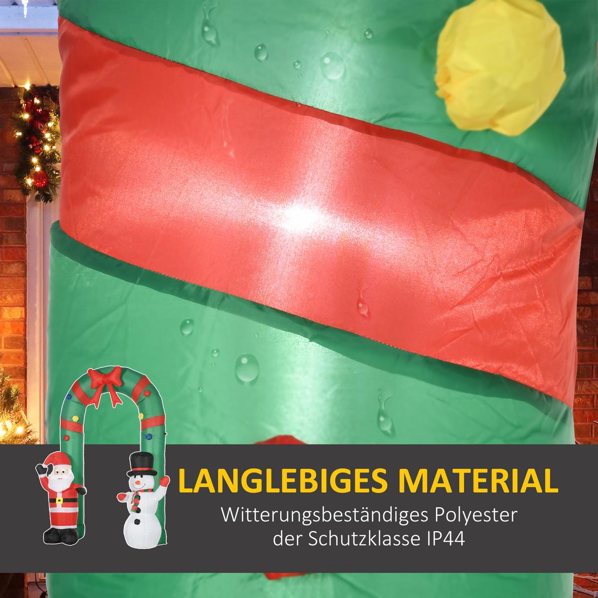 WEIHNACHTSDEKO 2,45 m Torbogen mit Weihnachtsmann und Schneemann aufblasbar LEDs - Multicolor, Kunststoff (80/245/198cm) - HOMCOM