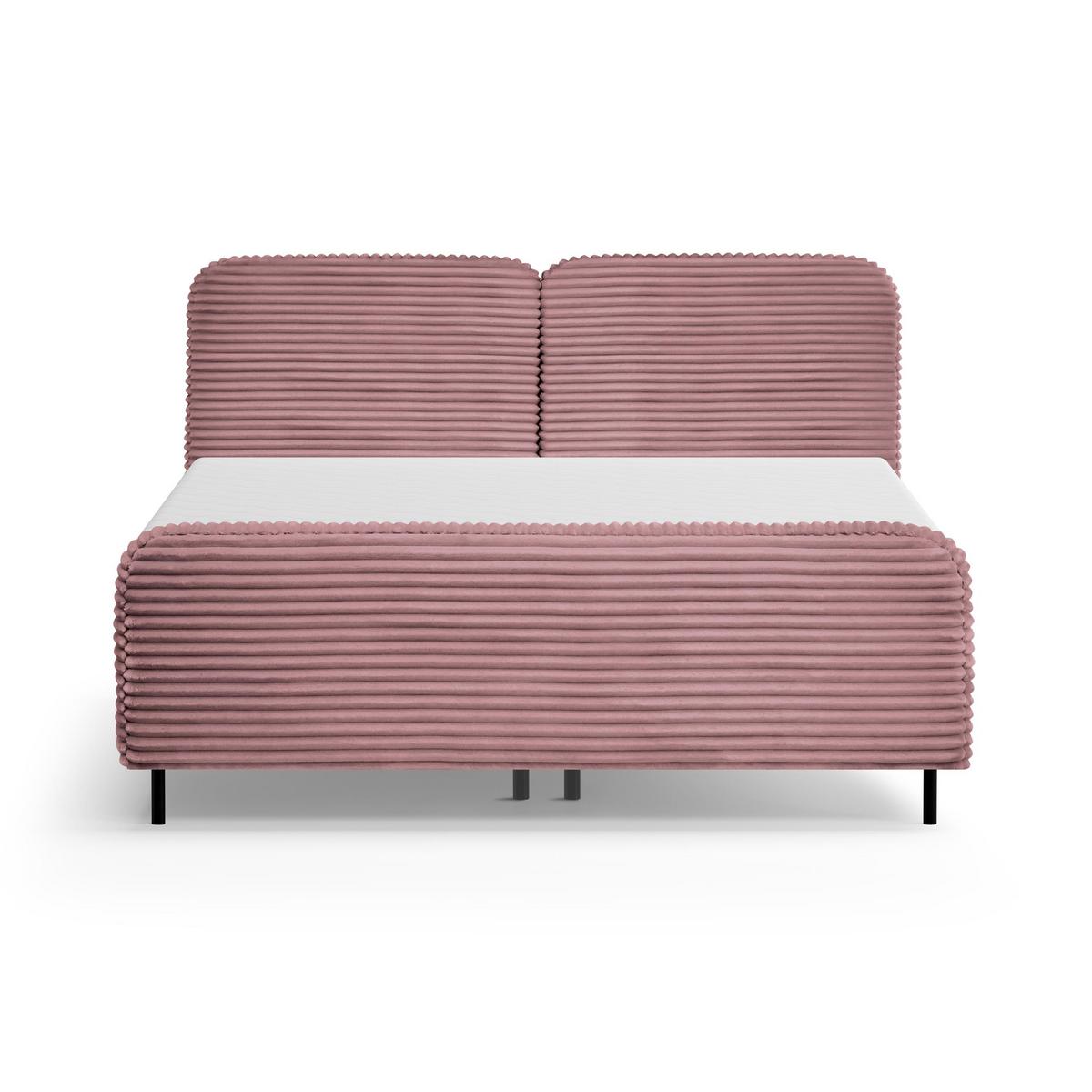 POLSTERBETT Lea mit Matratze und Topper, 160x200, Rosa - Schwarz/Rosa, Textil (160/200cm) - Beautysofa