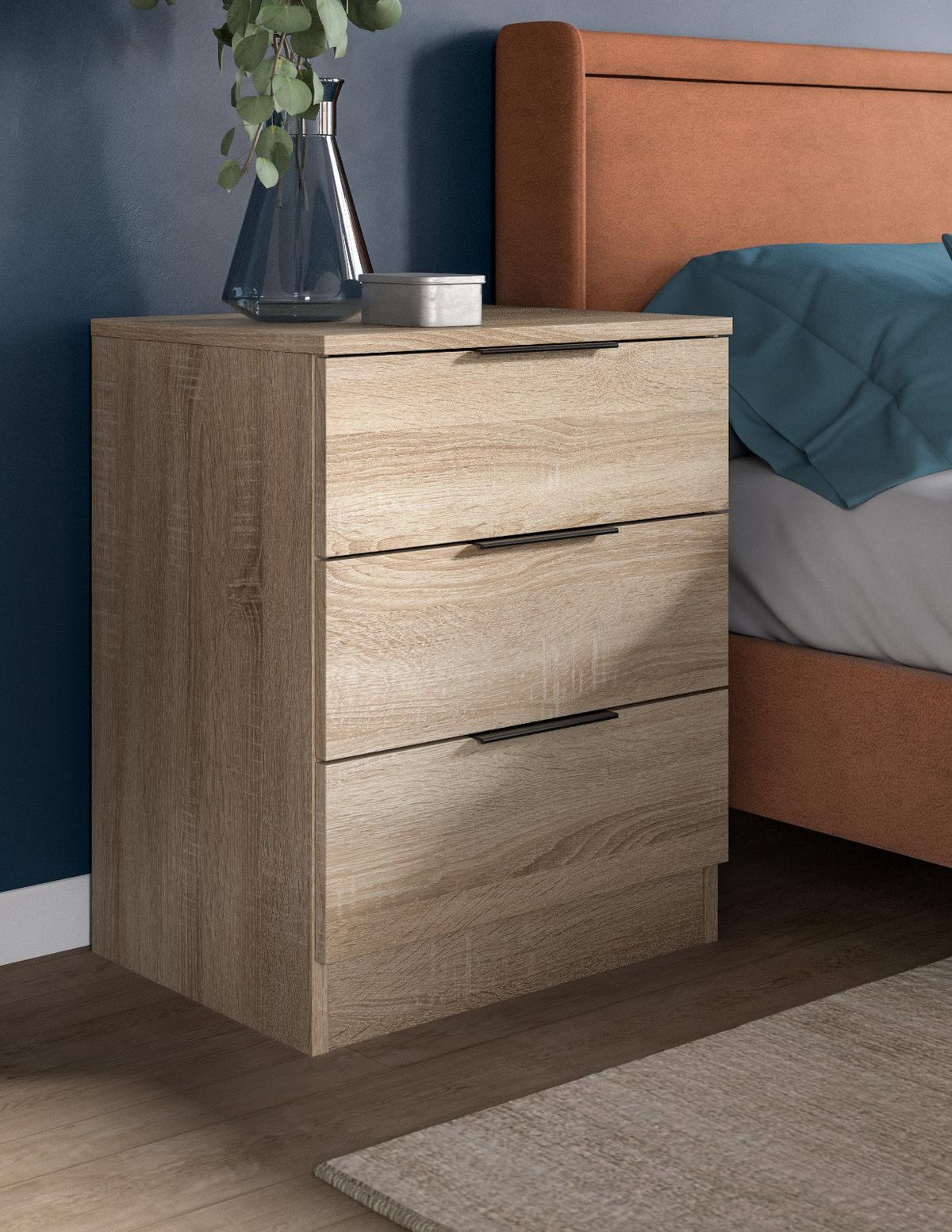NACHTTISCH 2er Set Eiche Sonoma 45 x 60 cm, Nachtkommode in Komforthöhe - Eichefarben/Schwarz, Holzwerkstoff/Kunststoff (45/60/40cm) - Inn.Furn