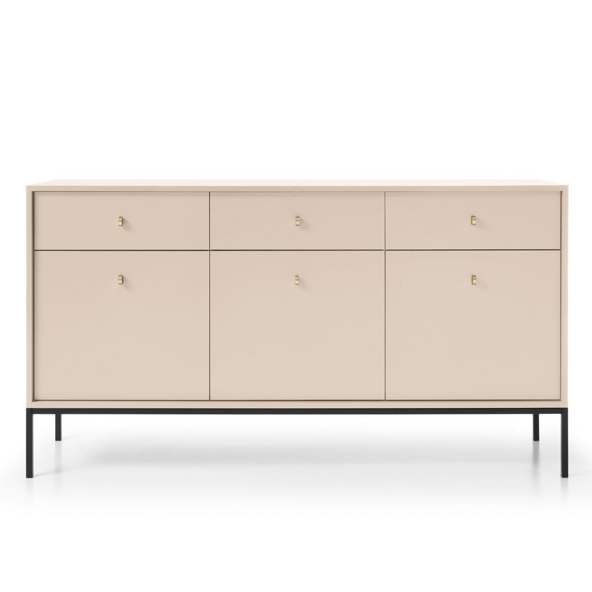 SIDEBOARD MONDO 154/83/39 cm mit 3 Schubladen 3 Türen Beige - Beige, Holzwerkstoff (154/83/39cm) - MASSENO