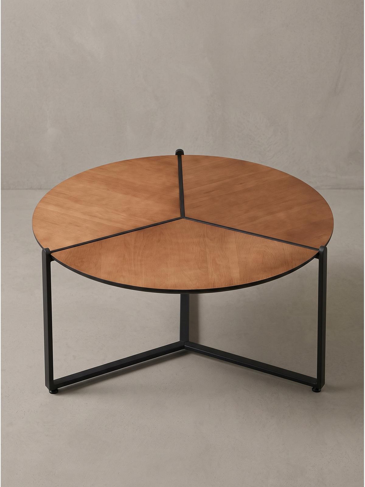 COUCHTISCH BOLSENA, MDF, in Holzoptik, Braun-Schwarz, Ø 80 x 42 cm - Schwarz/Braun, Holzwerkstoff/Metall (80/80/42cm) - KADIMA DESIGN