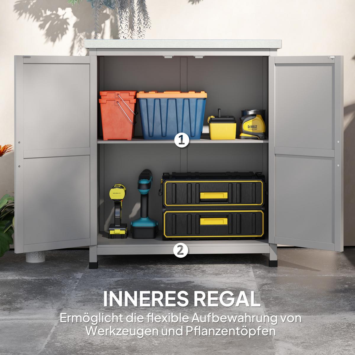 GARTENSCHRANK Holz Grau - Grau, Holz (43/92/79cm) - Outsunny