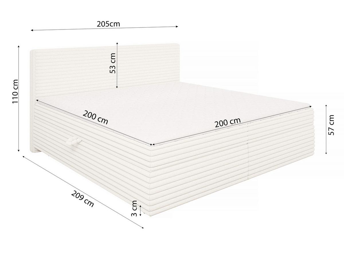 BOXBETT Roma 200/200 cm Hellbeige Plüschcord - Beige/Schwarz, Holz/Kunststoff (200/200cm) - S-Style Möbel