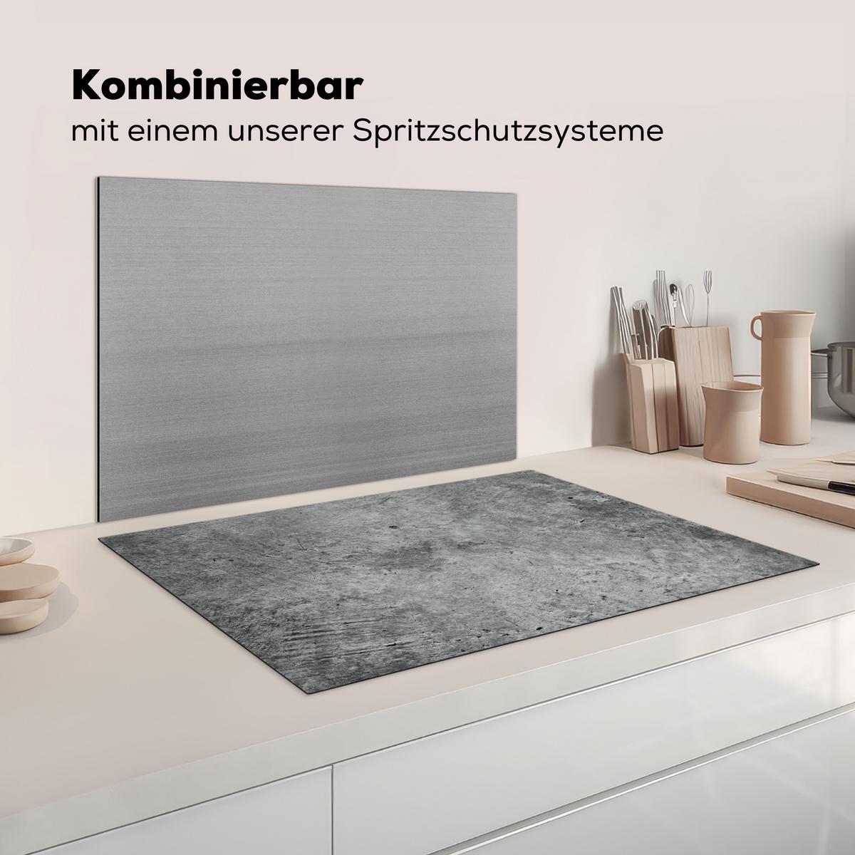 HERDABDECKPLATTE Beton - Schiefer - Grau -Betonstruktur Ceranfeldabdeckung 80x52 cm - Grau, Kunststoff (80/52/0.2cm) - MuchoWow