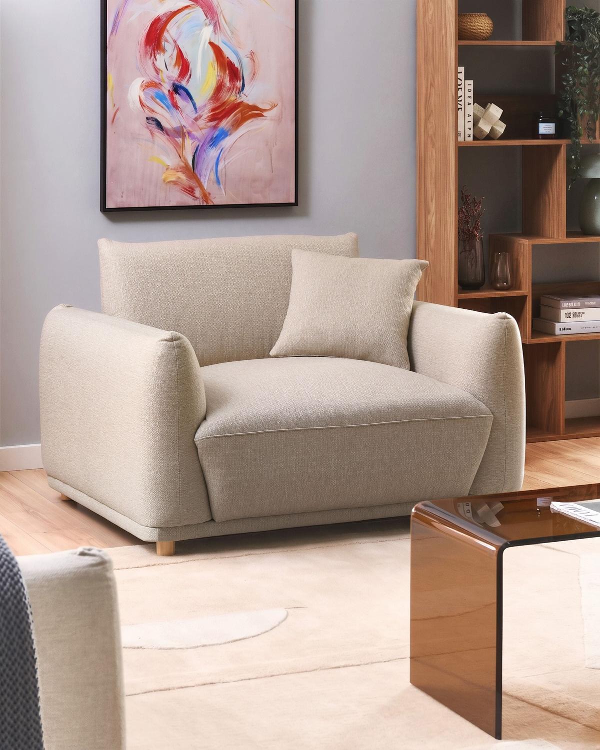 SESSEL Stoff Beige Jubek - Beige, Textil (120/81/104cm) - Beliani