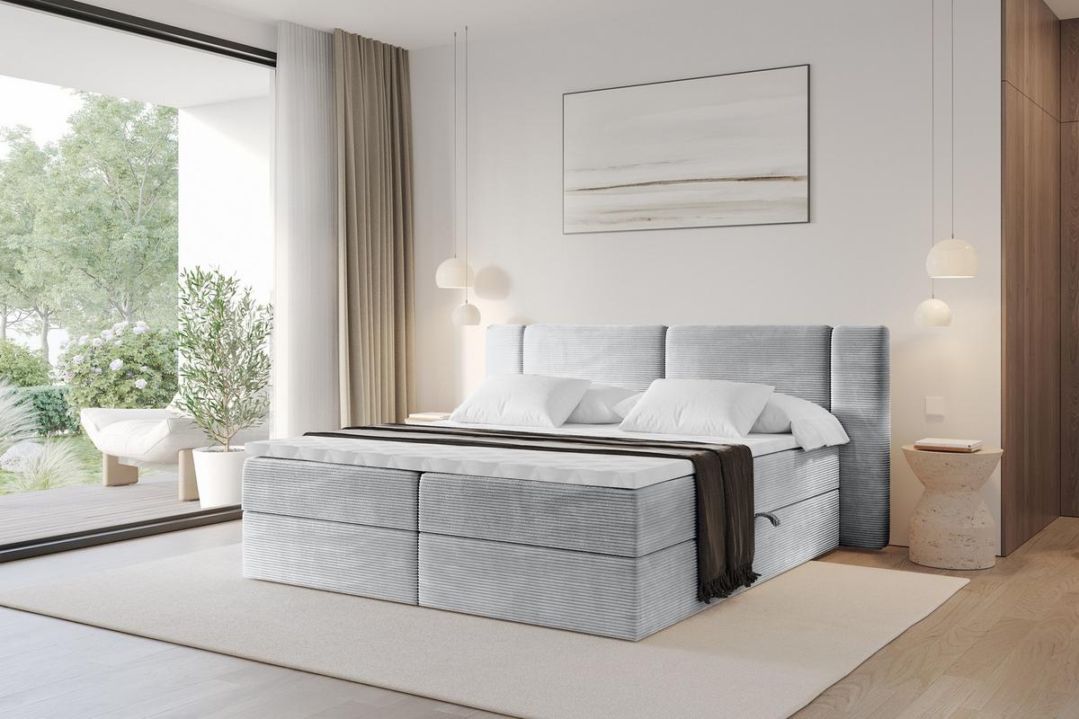 BOXBETT mit Matratze H3 - EVON - 180x200 cm Grau - Graubraun, Holzwerkstoff (180/200cm) - ALTDECOR
