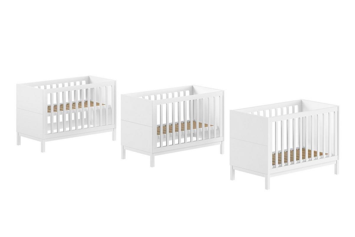 BABYBETT 60x120 Kiefer MDF weiß robust stabil höhenverstellbar - Weiß, Holz (60/120cm) - 58aufmkessel
