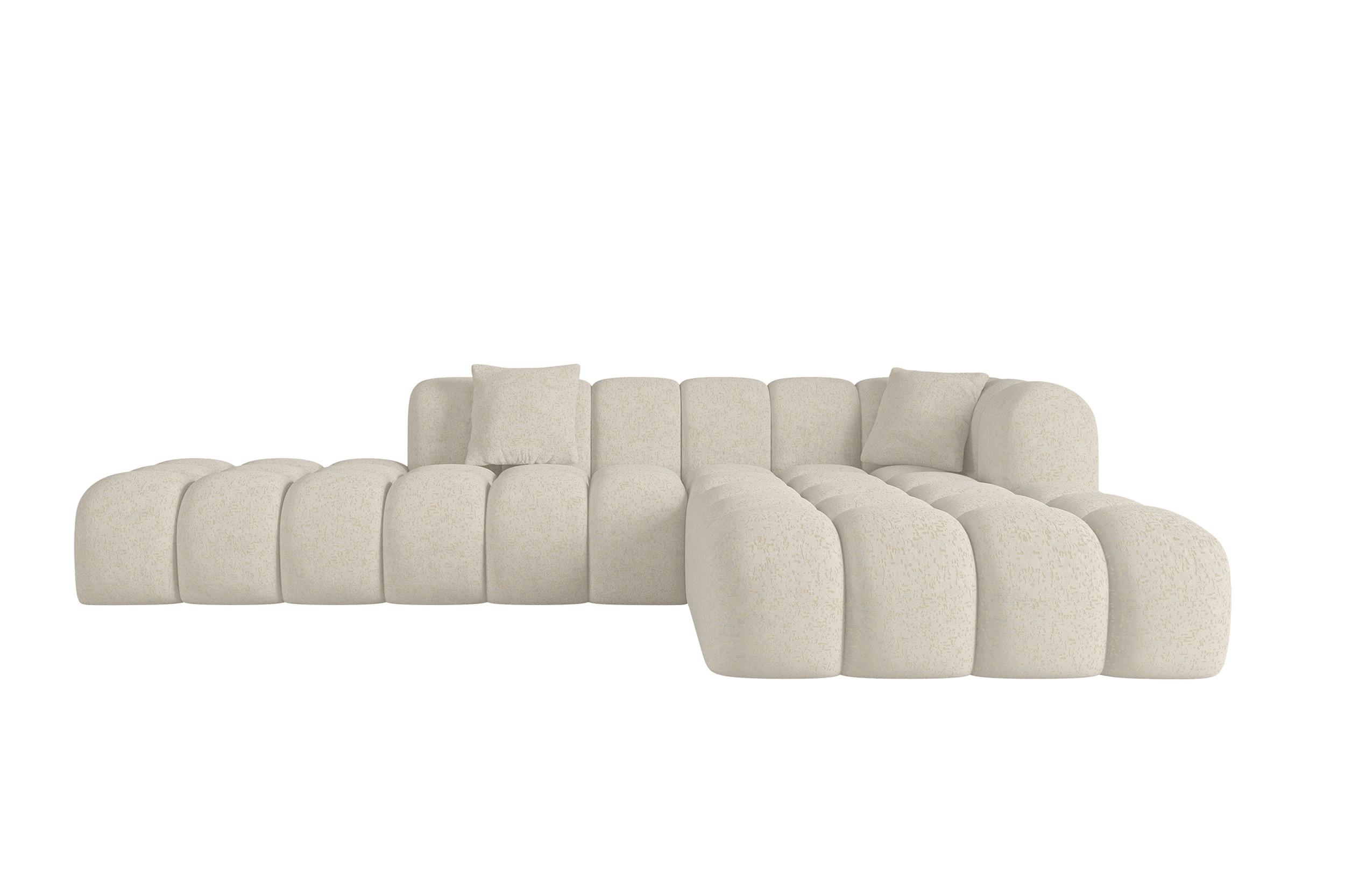 ECKSOFA Ottomane Rechts OLEA-L2 - 289x176x71 cm Creme - Creme/Schwarz, Holzwerkstoff/Kunststoff (289/176cm)