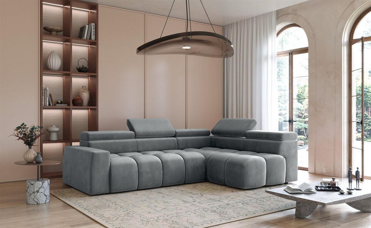 ECKSOFA Darcy - Grau, Holzwerkstoff/Textil (305/210cm) - Fun Möbel