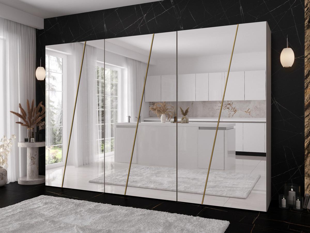DREHTÜRENSCHRANK Zen 6L 300 cm - Kaschmir/Goldfarben, Holzwerkstoff/Kunststoff (300/202/50cm) - MIRJAN24