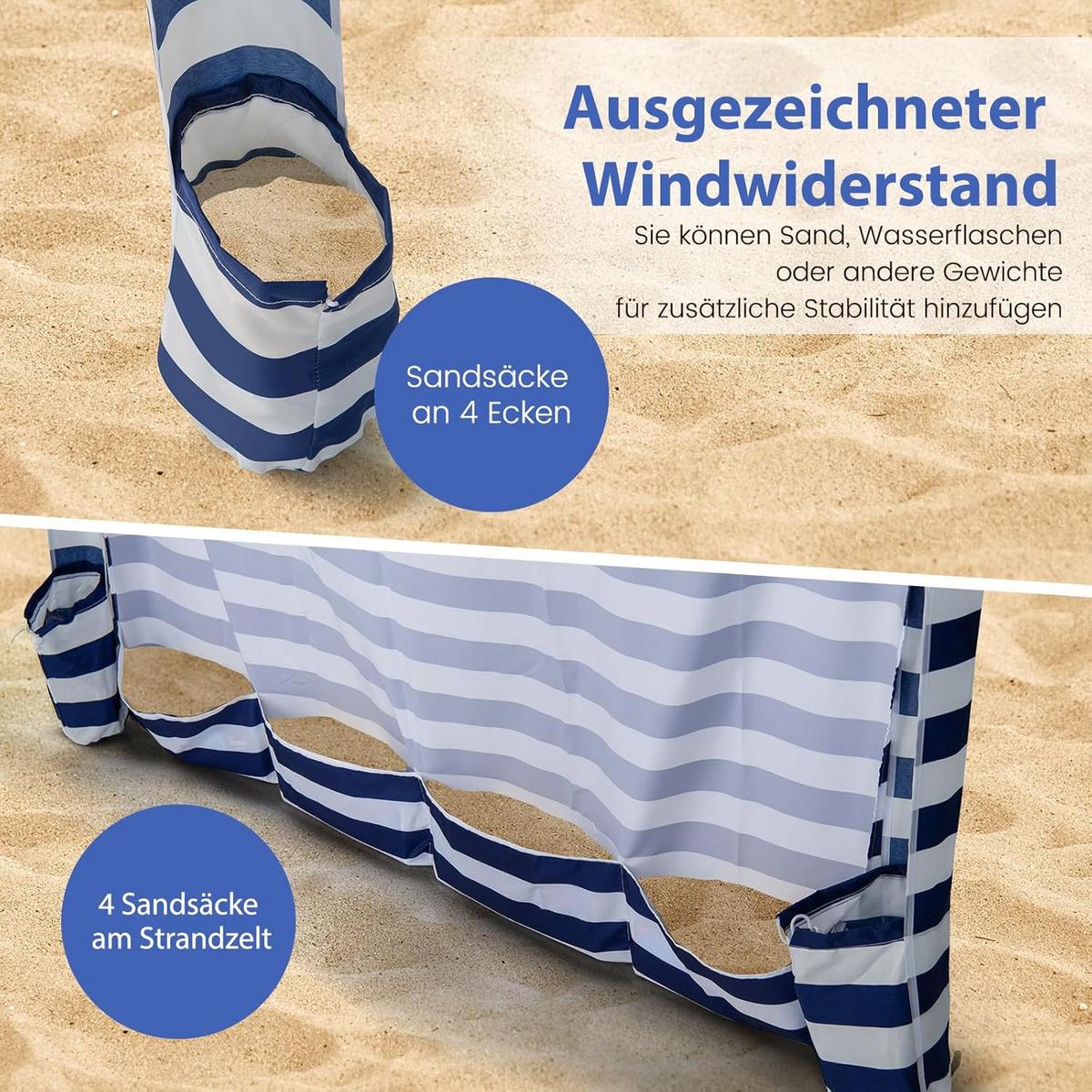 STRANDZELT Blau - Multicolor, Textil (183/240/183cm) - COSTWAY