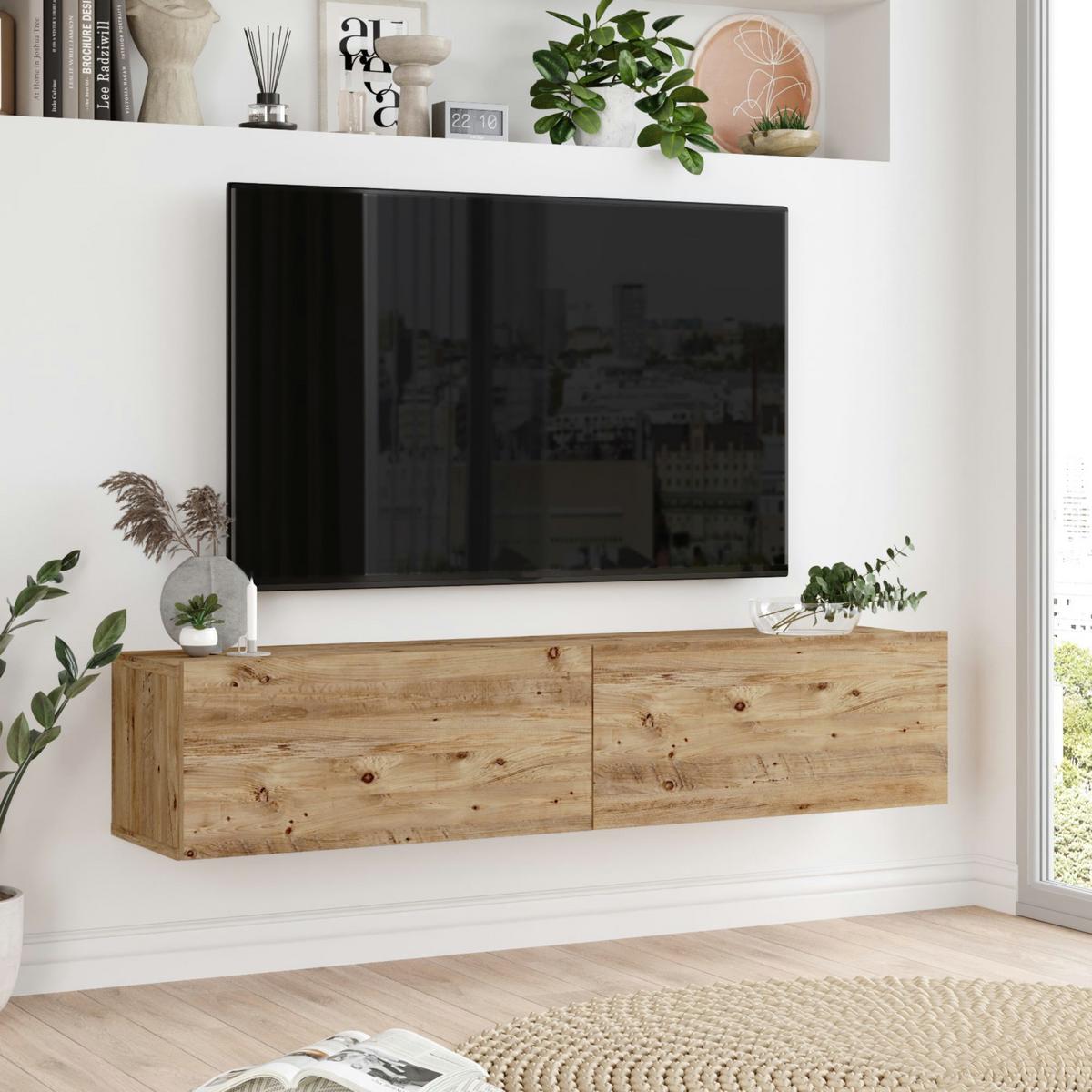 TV-ELEMENT Lapinlahti - Naturfarben, Holzwerkstoff (140/29.5/31.5cm) - [en.casa]