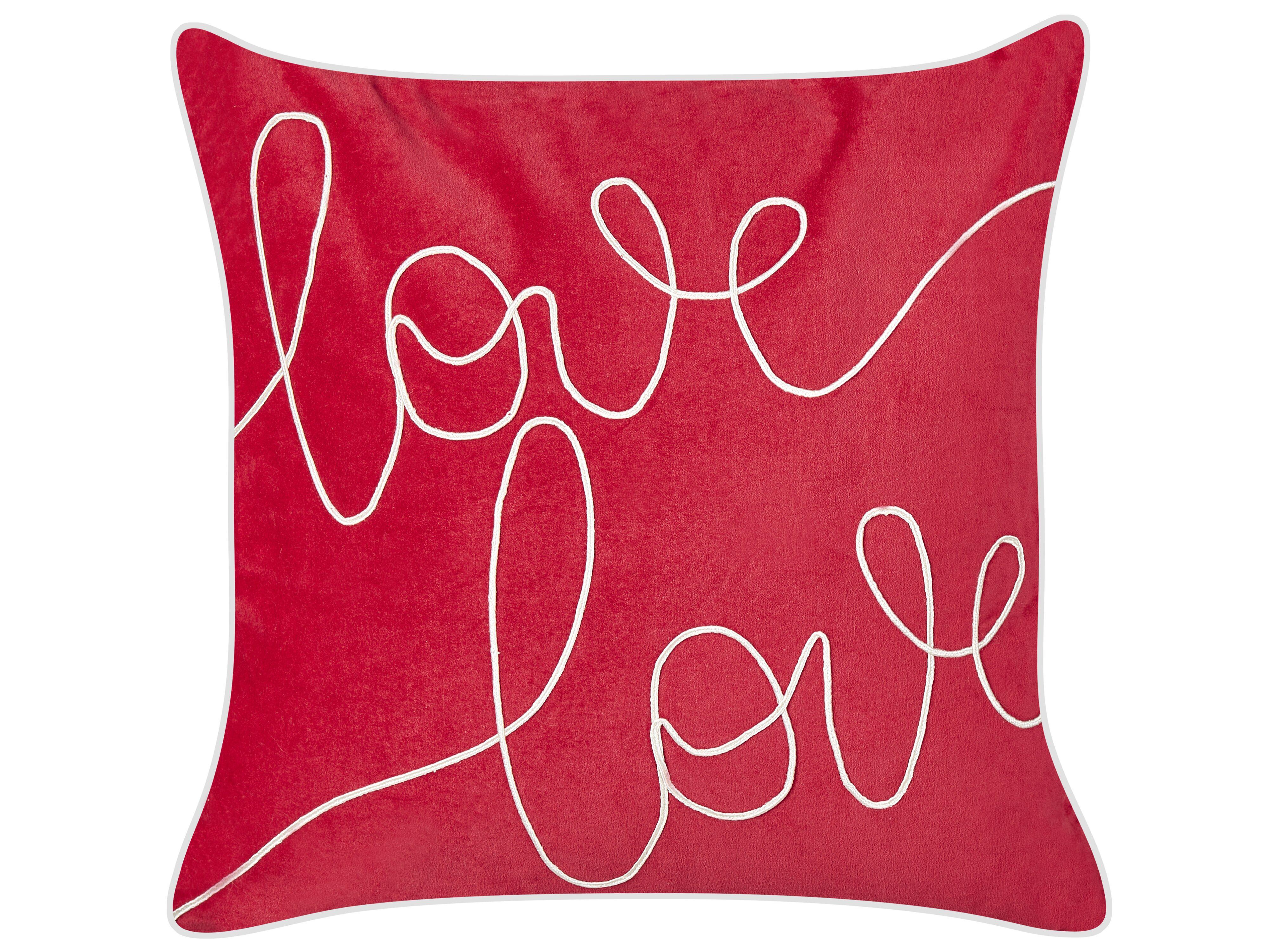 DEKOKISSEN Rot 45/45 cm Siderasis - Rot/Weiß, Textil (45/45cm) - Beliani